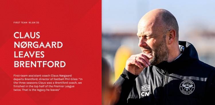 官方:布伦特福德助教克劳斯-诺尔高离任